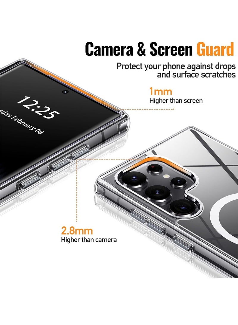 Wtech Samsung Galaxy S26 Ultra 5G 2026 Transparent Magsafe Protective Case, Yellowing Resistant, Scratch-Resistant Back, TPU Magnetic Phone Case Cover - Clear - Image 4